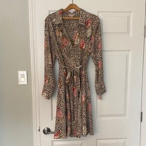 Nanette Lepore Animal Print Dress with Floral Accents